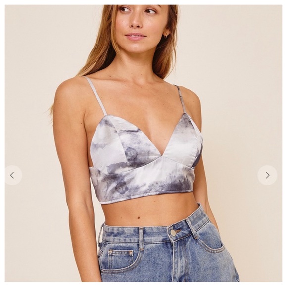 #46 Paige Tie Dye Print Boyfriend Shirt with Matching Crop Top - Picture 10 of 10